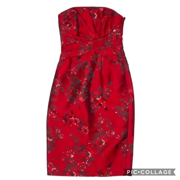 WHBM Satin Floral Embroidered Cocktail Dress